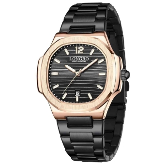 Front view of LONGBO Aurelius analog watch black gold