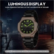 Angled view of LONGBO Aurelius black gold men watch